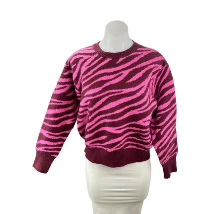 Ann Taylor Pink Zebra Animal Print Tiger Long Sleeve Knit Sweater Top Size M
