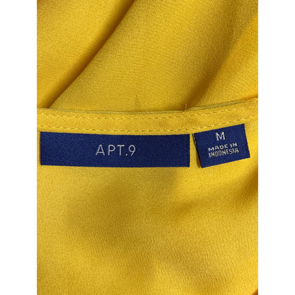 Apt. 9 Women's Yellow Sleeveless V-Neck Button Front Tank Shirt Blouse Top Sz M
