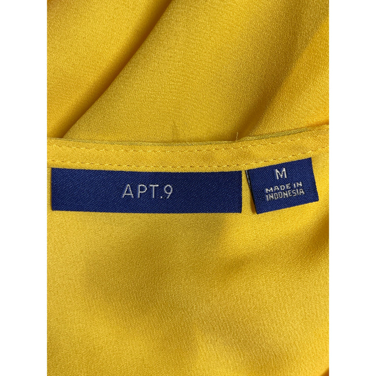 Apt. 9 Women's Yellow Sleeveless V-Neck Button Front Tank Shirt Blouse Top Sz M