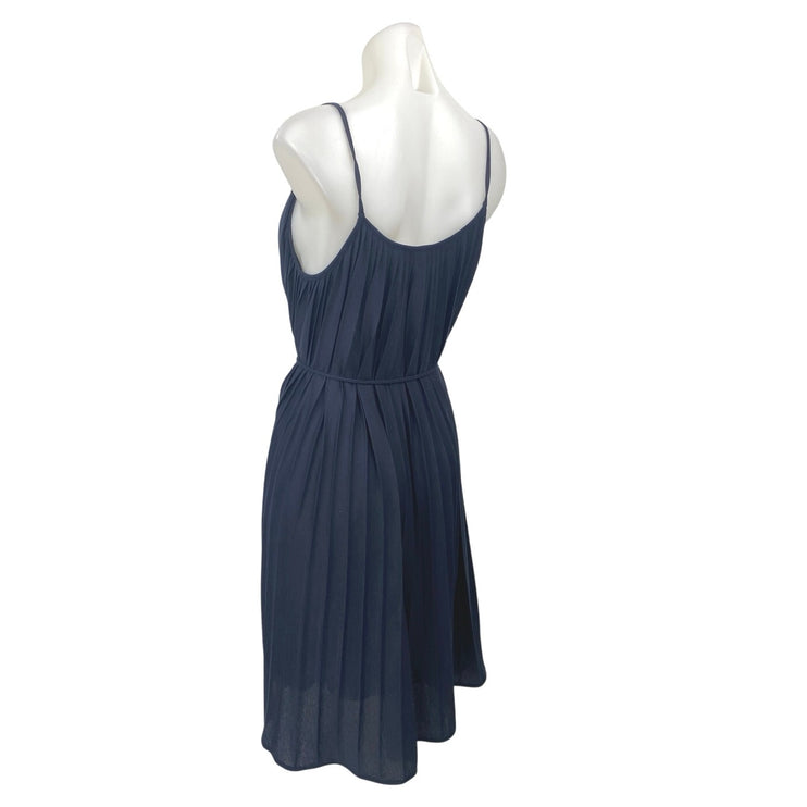 Ann Taylor LOFT Navy Pleated Sleeveless Cami Camisole Midi A-Line Dress Size M
