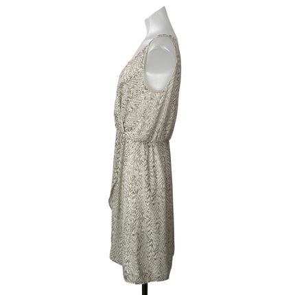 H&M Womens Beige Printed Sleeveless Faux Wrap Tulip Hem V-neck Mini Sundress 12