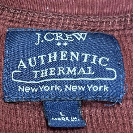 J,Crew Men's Red Long Sleeve Crew Neck Waffle Knit Thermal Sweater Top Size L