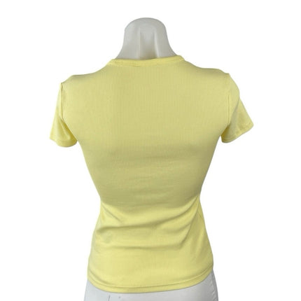 Calvin Klein Women's Yellow Crew Neck Short Sleeve Slim Baby Tee T-Shirt Top XS