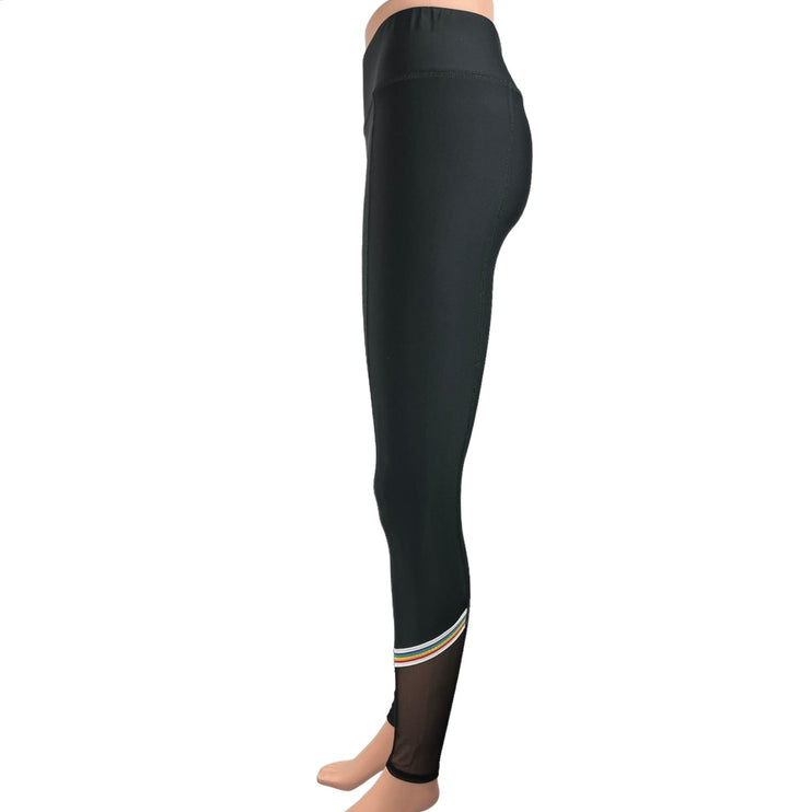 Terez Women's Black Pull On Mid Rise Athletic Workout Fitness Leggings Size S