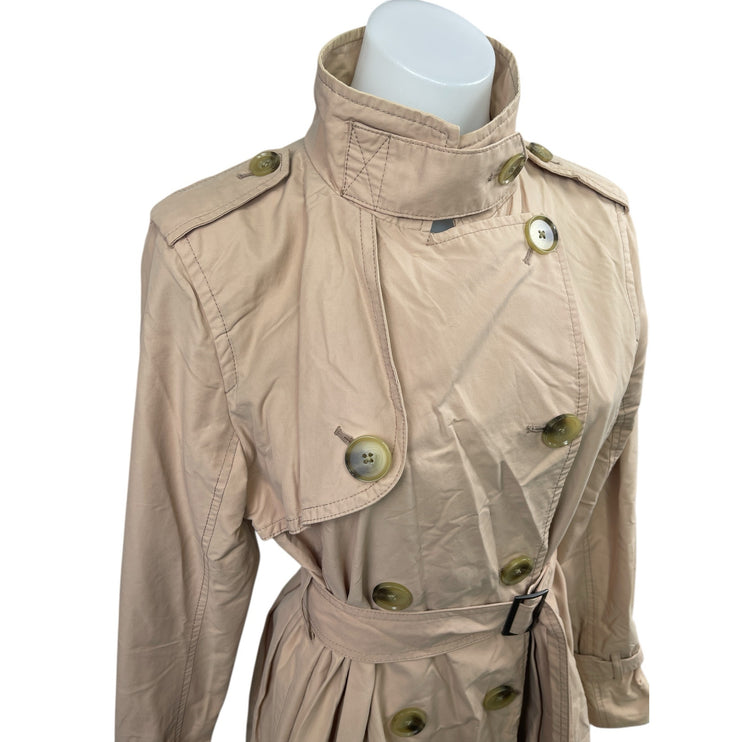 GAP Beige Long Sleeve Mock Neck Belted Double Breasted Trench Coat Jacket Size S