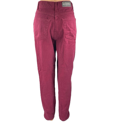 Vintage Gitano Women's Red Maroon High Waisted Tapered Leg Denim Jeans Size 12