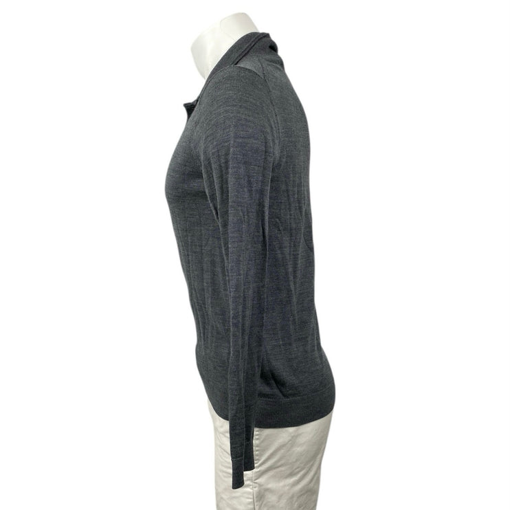 Reiss Men's Gray 100% Wool Long Sleeve Polo Shirt Sweater Sweatshirt Top Size S