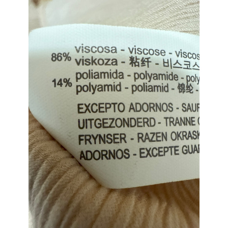 NEW Zara Beige Tan Asymmetrical Cami V Neck Lace One Shoulder Blouse Top Size S