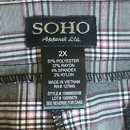 Soho Women's Gray Plaid High Rise Tapered Leg Crop Trousers Pants Size 2XL