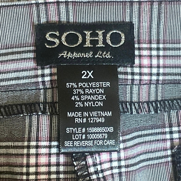 Soho Women's Gray Plaid High Rise Tapered Leg Crop Trousers Pants Size 2XL