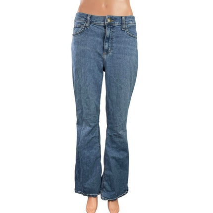 Lee Women's Blue High Waisted Button Fly Flared Bootcut Leg Denim Jeans Pants 10
