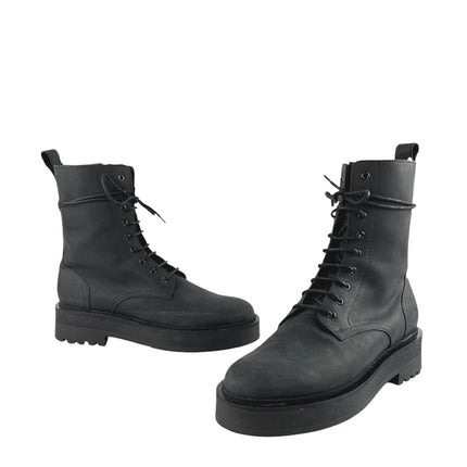 Thursday Everyday Men's Black Leather Lace Up Platform Combat Boots Size 10