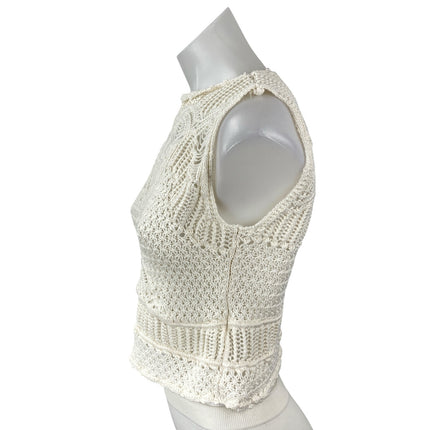 Abercrombie & Fitch Macrame Womens White Crochet Knit Sleeveless Crop Tank Top M