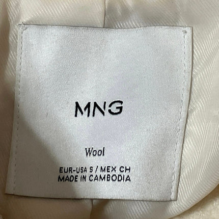 MNG by Mango Womens Cream Long Sleeves Wool Collared Zip Up Boucle Coat Jacket S