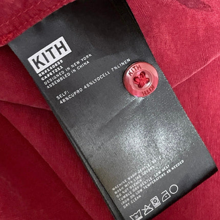 Kith Men's Red Short Sleeve Linen Pocket Casual Button Down Shirt Top Size M