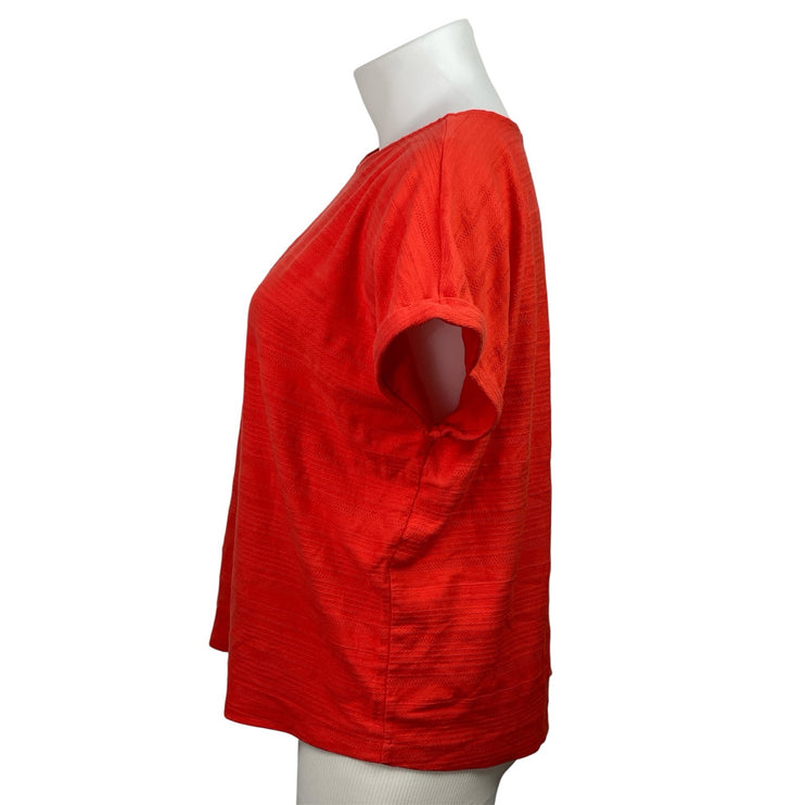 St. John Bay Womens Red Short Sleeves Textured Casual Tee T-shirt Top Size XL