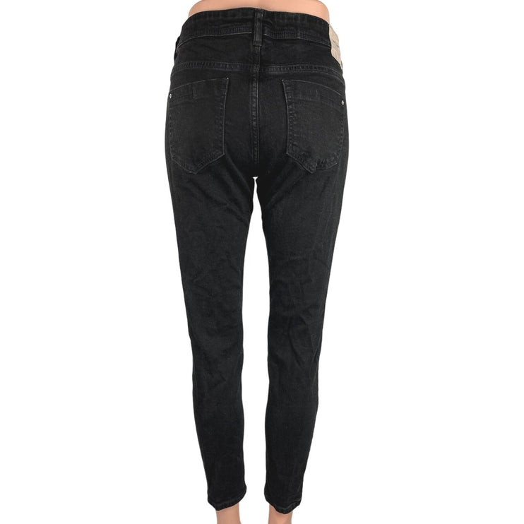 Zara Basic Black Cotton Casual Z1975 Denim High Rise Skinny Jeans Size 8