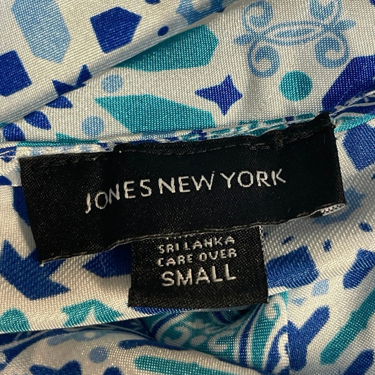 Jones New York Blue Satin Geometric Sleeveless Cami Camisole Nightgown Dress S
