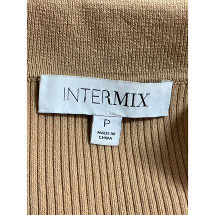 Intermix Nina Women's Ribbed Long Sleeve Collared V Neck Crop Sweater Top Sz P/S
