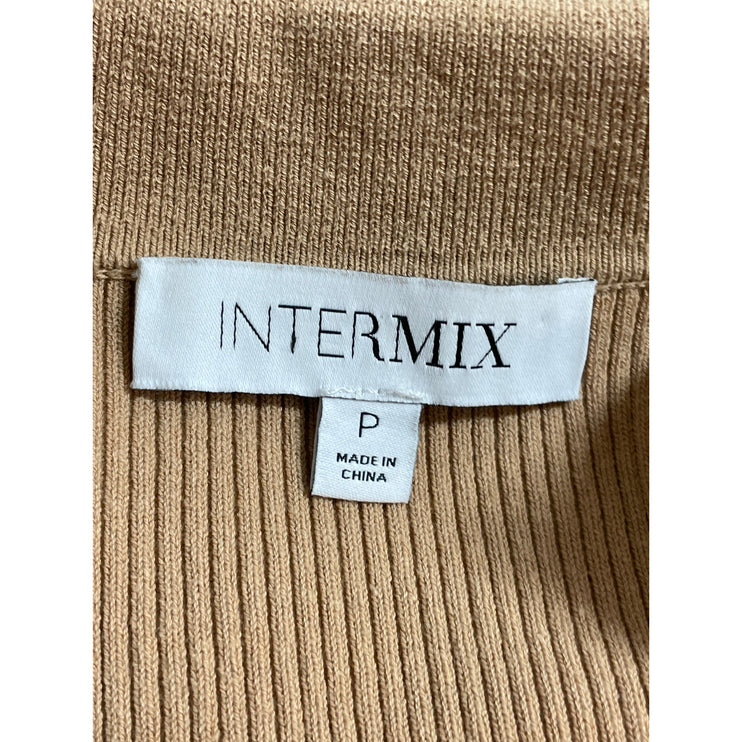 Intermix Nina Women's Ribbed Long Sleeve Collared V Neck Crop Sweater Top Sz P/S