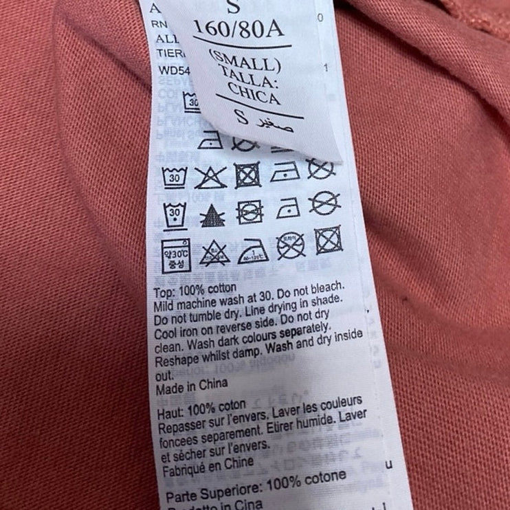 AllSaints Women's Pink Orange Sleeveless Crew Neck Muscle Tee Tank Top Size S