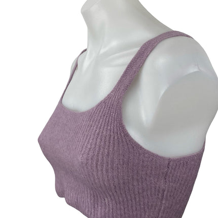 Everlane Purple Wool Ribbed Yoga Athletic Activewear Sports Bra Crop Tank Top S