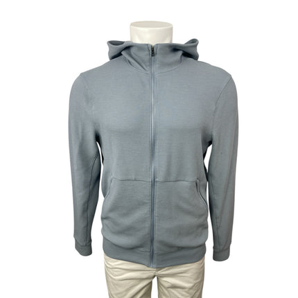 Lululemon Shift Stitch Mens Blue Waffle Knit Long Sleeve Hoodie Sweatshirt Top M