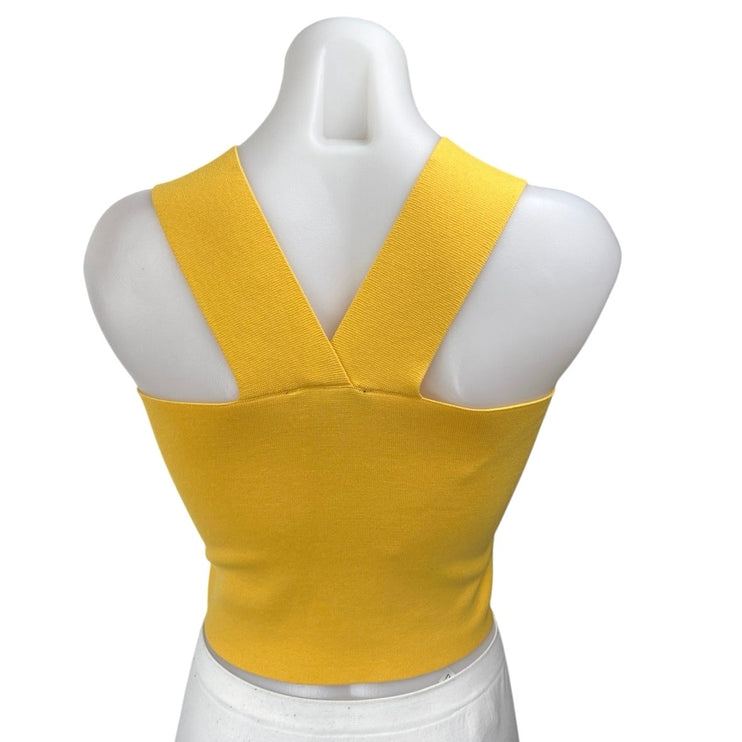 House of Harlow 1960 Yellow Sleeveless Knit Cami Camisole Tank Crop Top Size S
