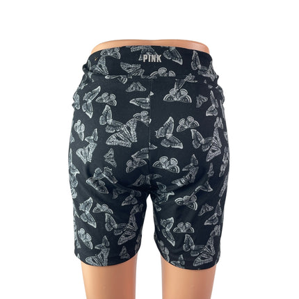 Victoria Secret Pink Active Black Butterfly Ruched Activewear Biker Shorts Sz M