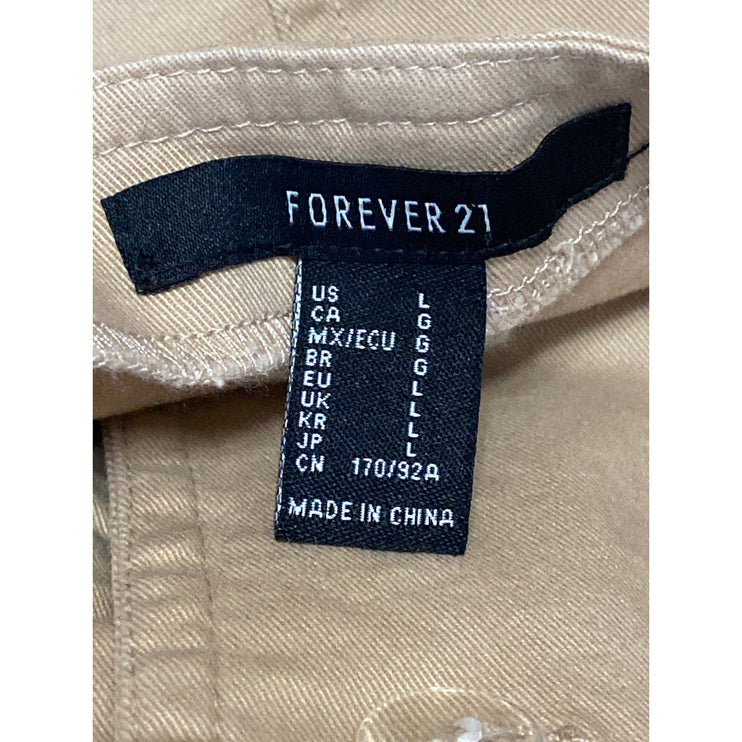 Forever 21 Tan Khaki Sleeveless Double Breasted Tie Waist A Line Mini Dress Sz L