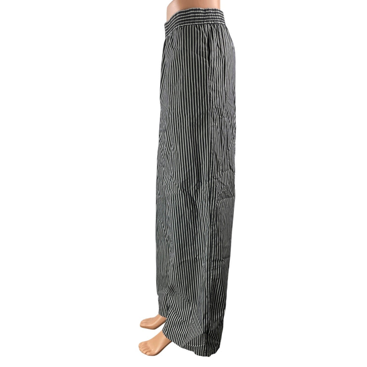 Lioness Cobain Black White Striped High Rise Wide Leg Baggy Trousers Pants Sz L