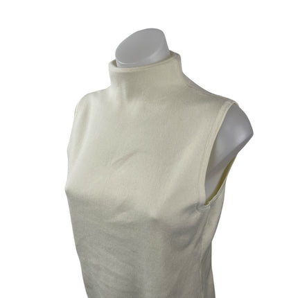 Cable & Gauge Women's White Ivory Sleeveless Knit Turtleneck Blouse Top Size L