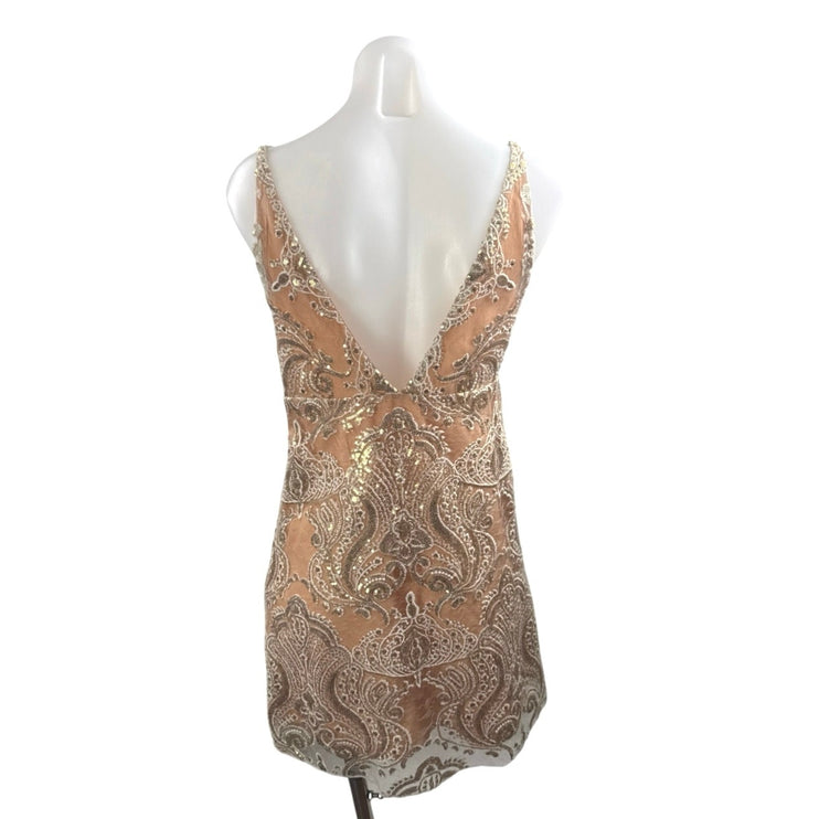 Free People Night Shimmers Paisley Sequin Sleeveless Mini Cami Tank Slip Dress 2