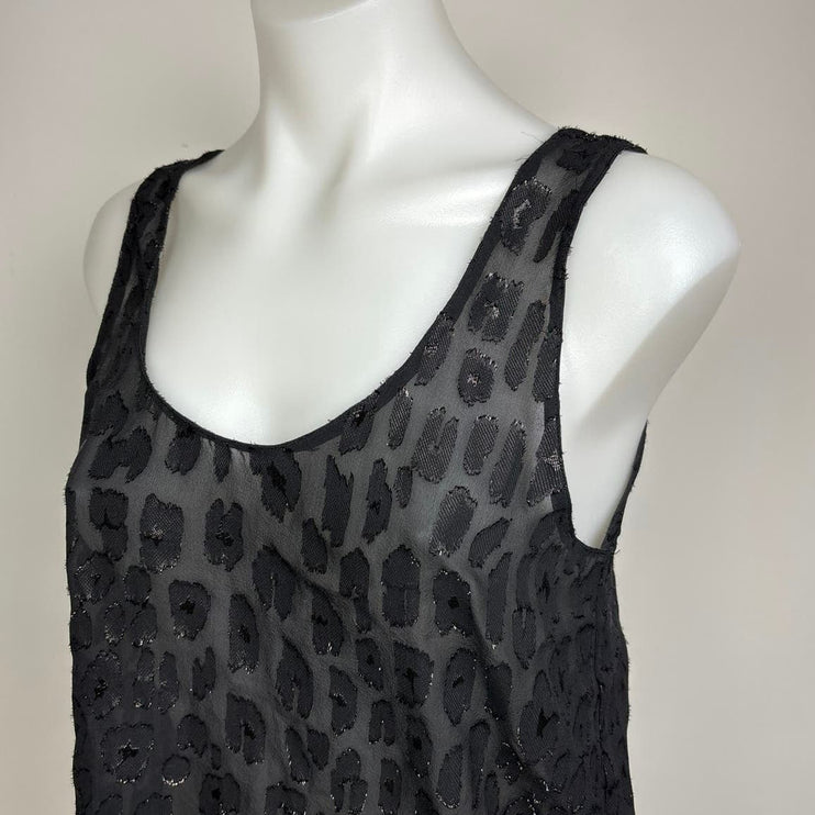 Equipment $158 Kaylen Black Silk Animal Leopard Print Sleeveless Tank Top Sz XS