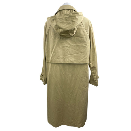 Zara Beige Long Sleeves Snap Button Hooded Long Rain Trench Coat Jacket Size XS
