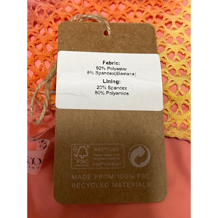 NEW Berlook Coral Halter Triangle Crochet Tie Two Piece Bikini Set Swimwear Sz S