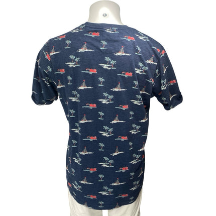 Free Planet Men's Blue Graphic Print Short Sleeve Crew Neck T Shirt Tee Top XL