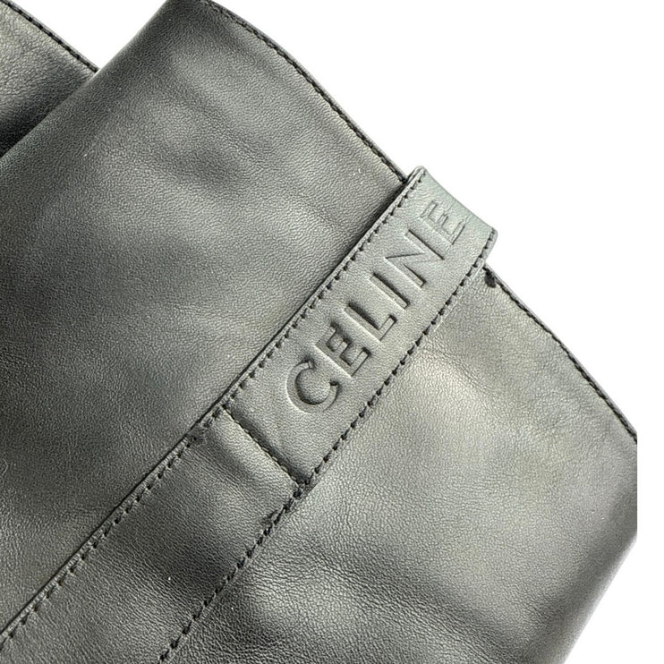 Celine Paris Women's Black Leather Block Heele Mid Calf Boots Size 37 US 6.5