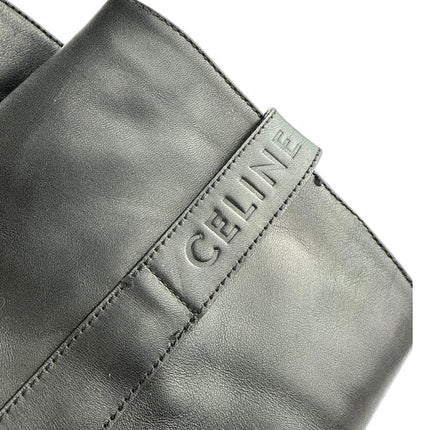 Celine Paris Women's Black Leather Block Heele Mid Calf Boots Size 37 US 6.5