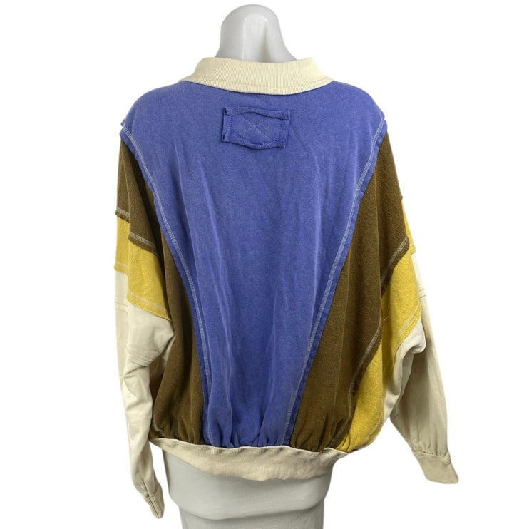 NEW Easel Charlotte Color Block Long Sleeve Sweatshirt Sweater Coat Jacket Top M