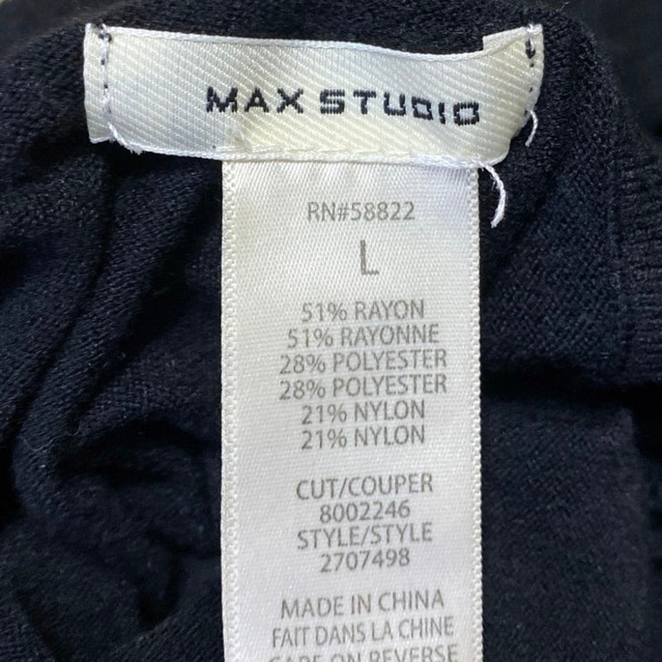 Max Studio Women's Black Tan Long Sleeve Turtleneck Knit Sweater Top Size L