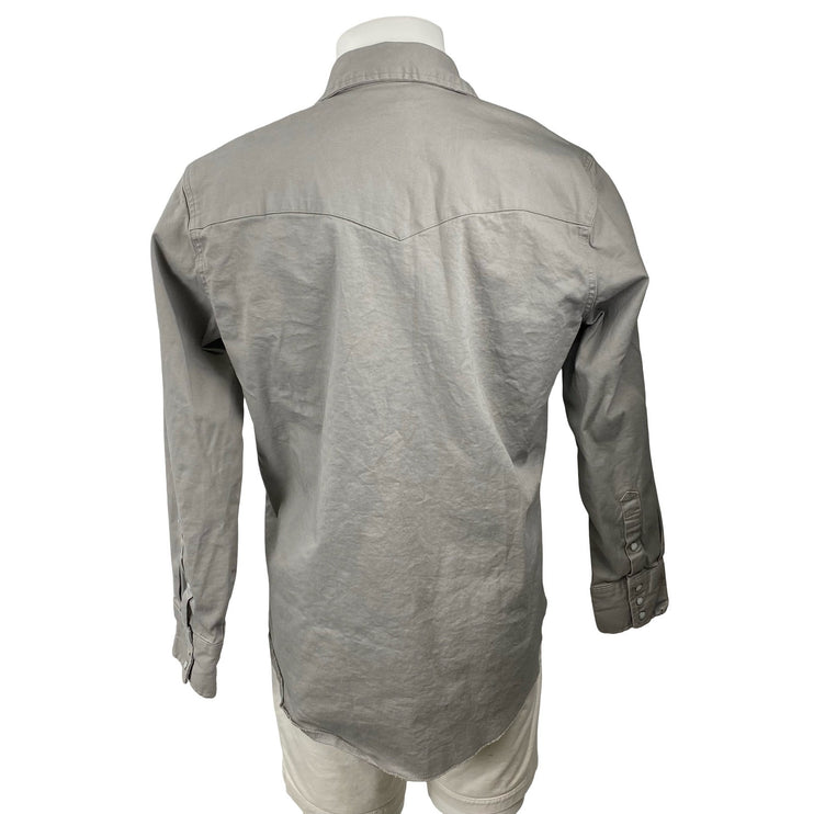 Wrangler Men's Gray Performance Pocket Long Sleeve Button Down Shirt Top Size L