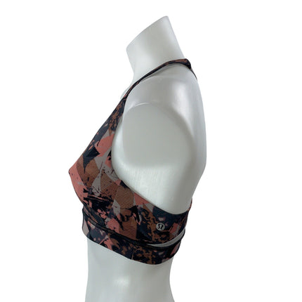 Lululemon Break Free Brown Splatter Print Racerback Sports Bra Crop Tank Top S