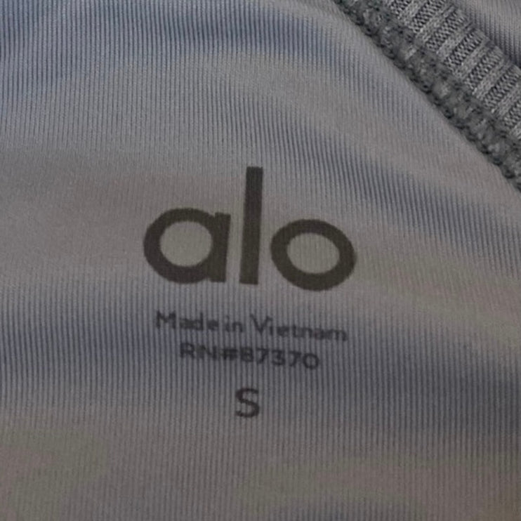 Alo Yoga Gray Rib Knit Sleeveless Cami Camisole Sports Bra Crop Tank Top Size S