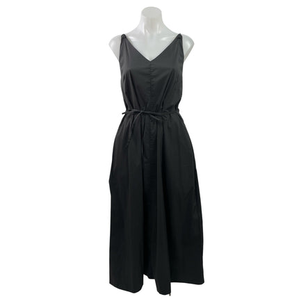 Inlife Women's Black Sleeveless V Neck Cami Tie Waist A Line Midi Dress Size M