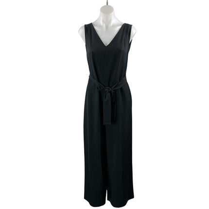 Everlane Women's Black Sleeveless Belted Wide Leg V-neck Romper Jumpsuit Size 4