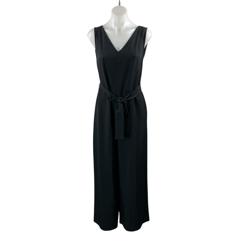 Everlane Women's Black Sleeveless Belted Wide Leg V-neck Romper Jumpsuit Size 4