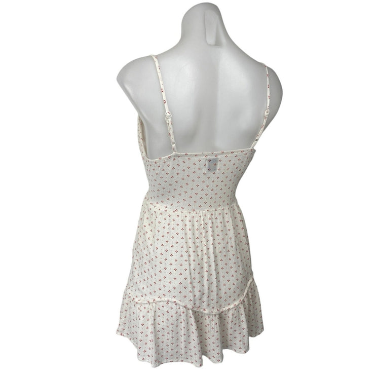 Princess Polly White Red Floral Sleeveless Ruffle Button Mini Slip Dress Size 4
