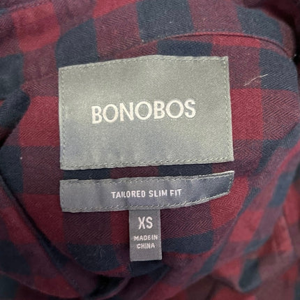 Bonobos Men's Blue Red Tailored Slim Fit Check Plaid Button Down Shirt Top Sz XS