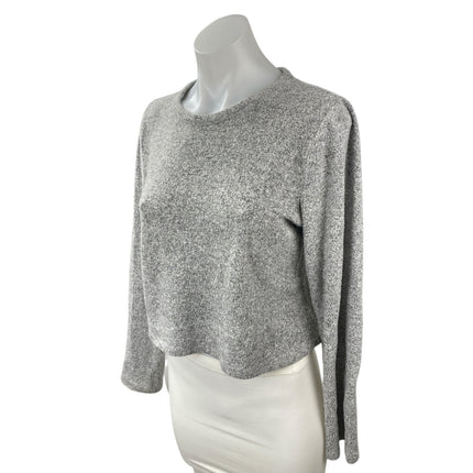 Zara Women's Gray Heather Long Sleeve Round Neck Knit Boxy Sweater Top Size L